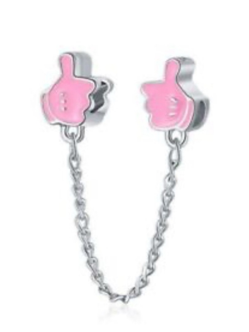 Pink Thumbs-Up Chain Kids Earring Connector